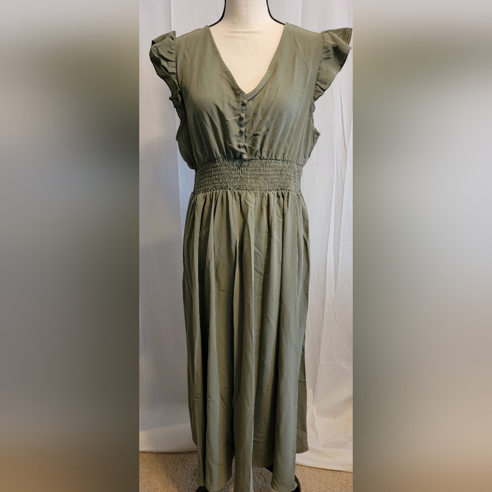 Elegant Olive Green Women's Dress